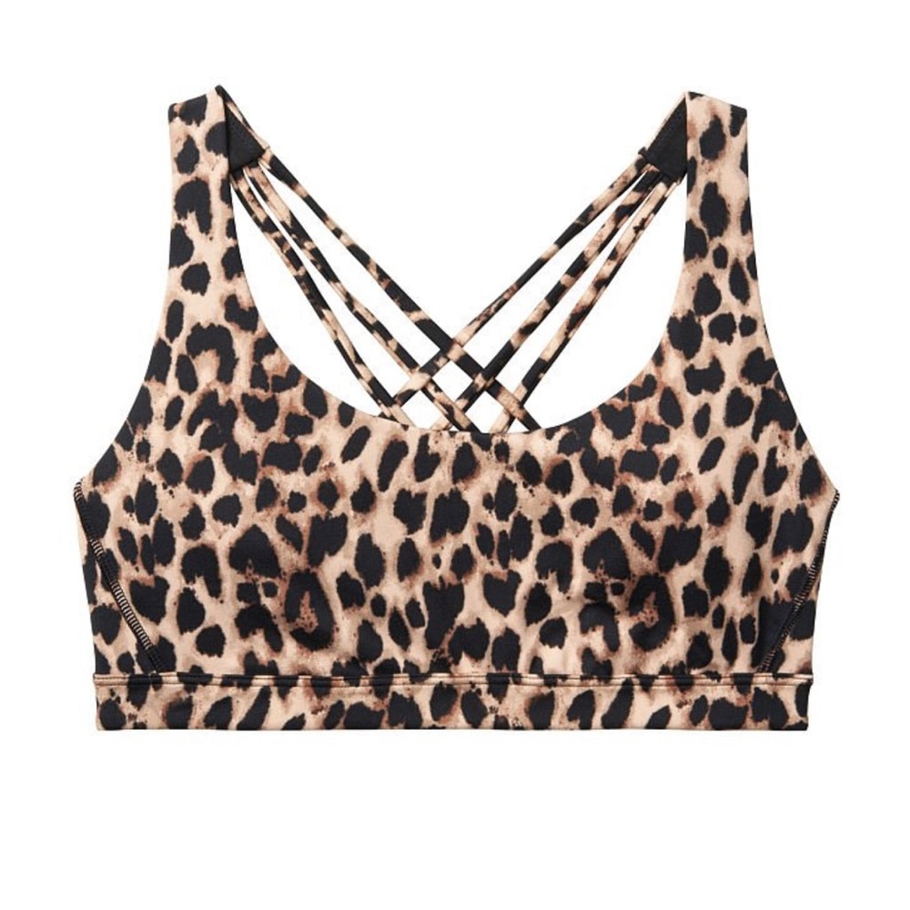 Victoria’s Secret Strappy Back Sport Bra XS Classic Leopard Print